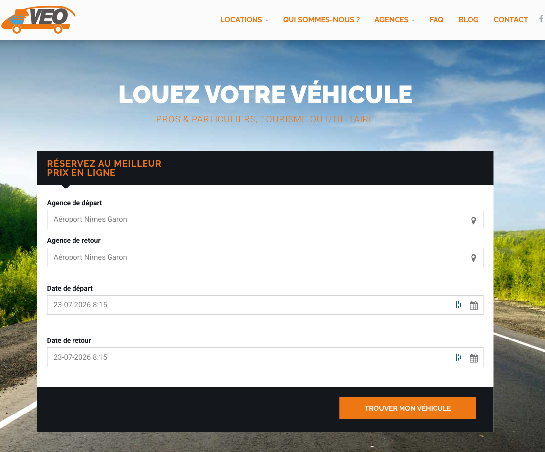 Site VEO Location, location de véhicules à Avignon