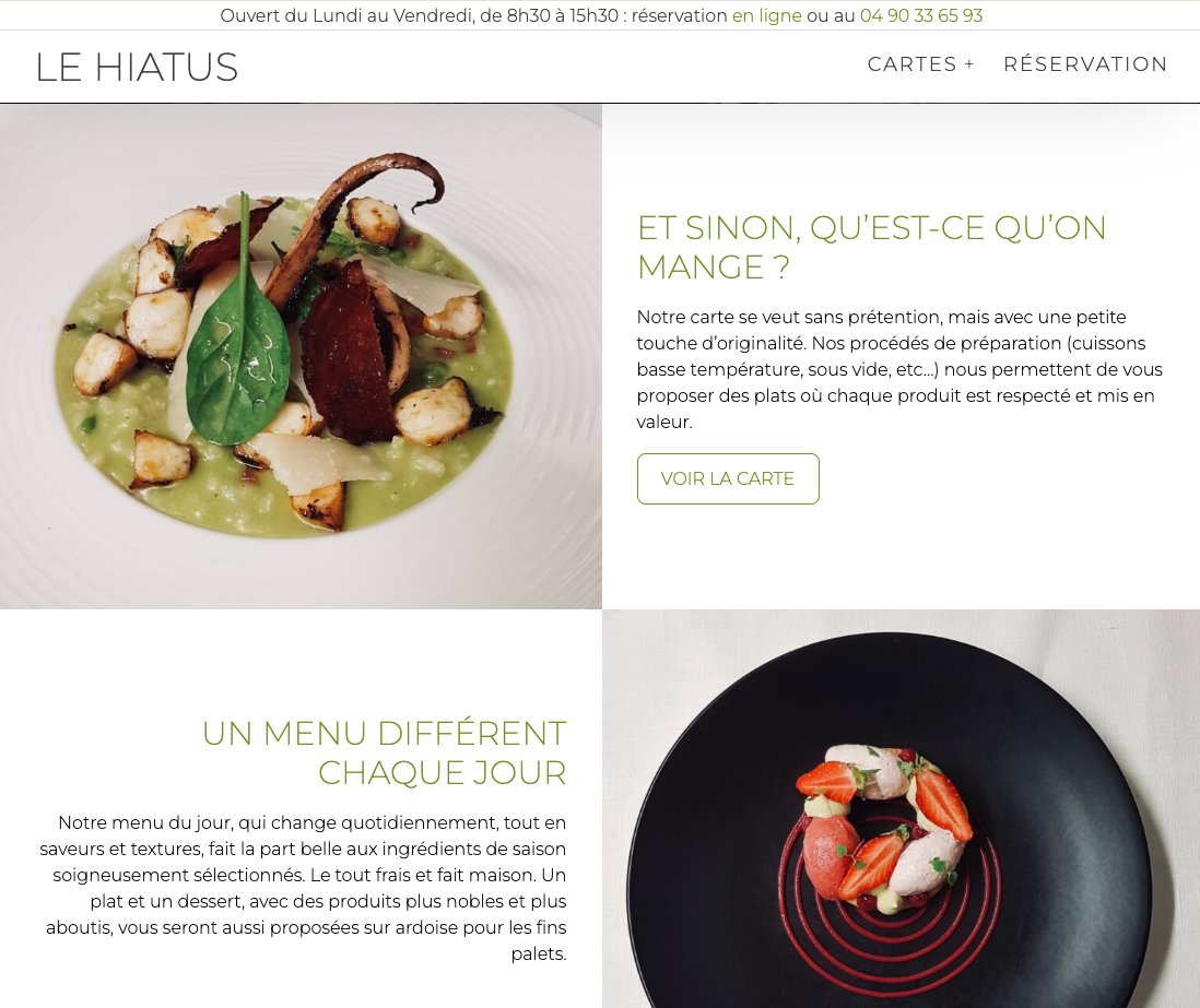 Site du restaurant Le Hiatus à Avignon